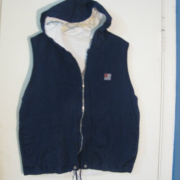 Gloria Vanderbilt Outerwear Vest Large Reversable Jacket 100% Cotton Hood - Picture 1 of 7